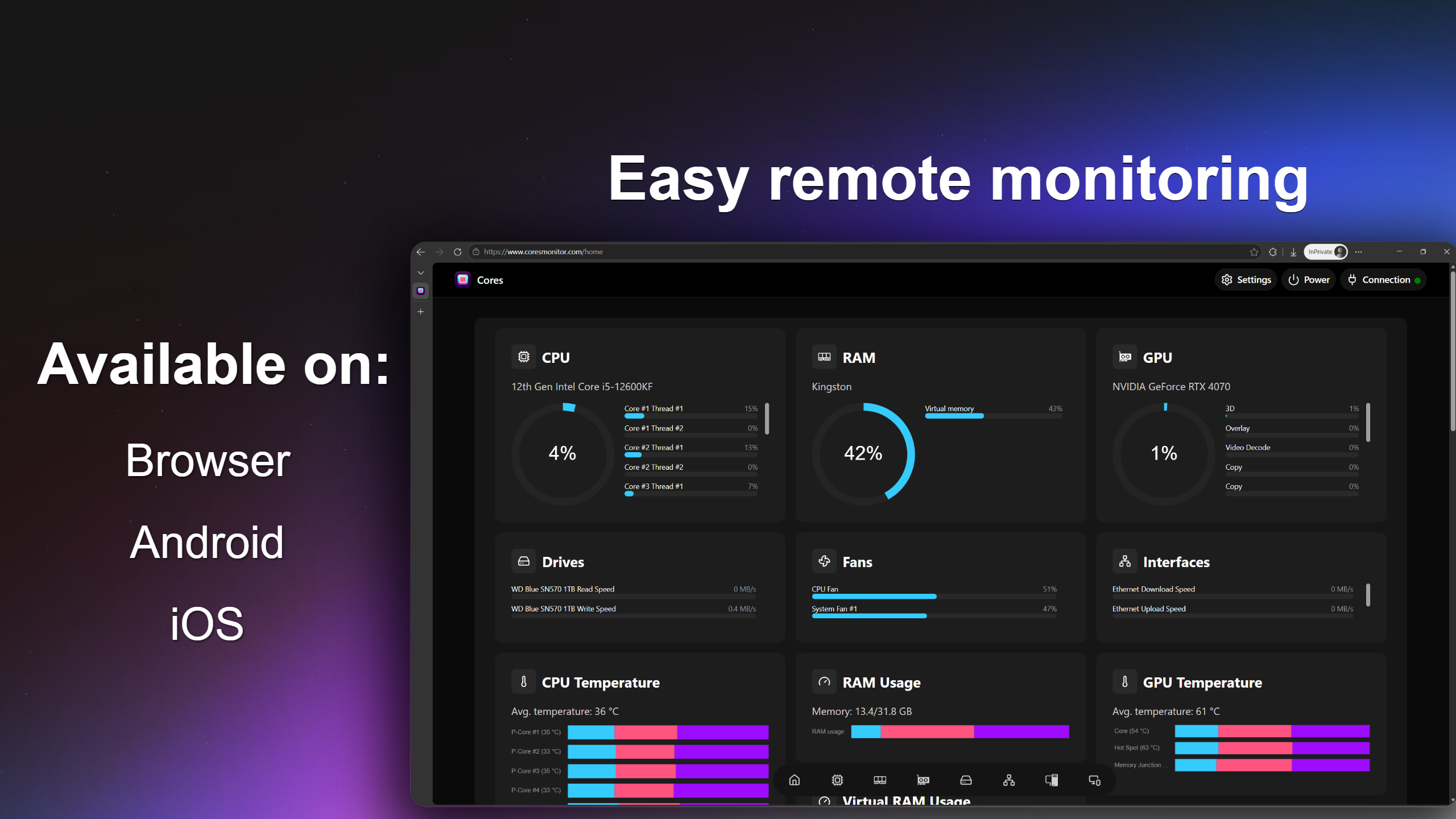 web dashboard