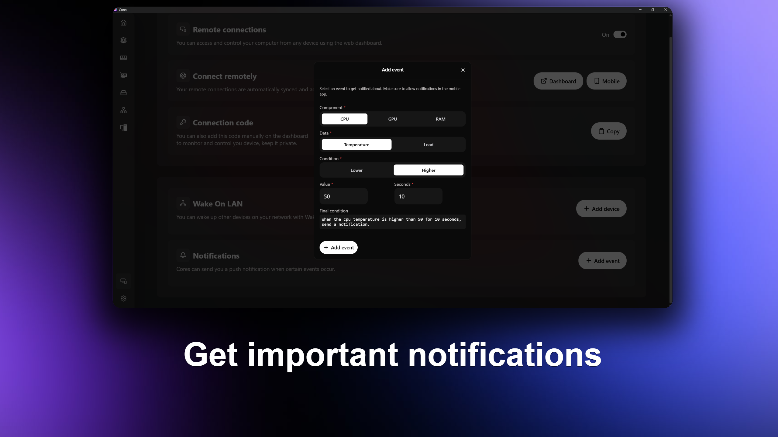 web dashboard